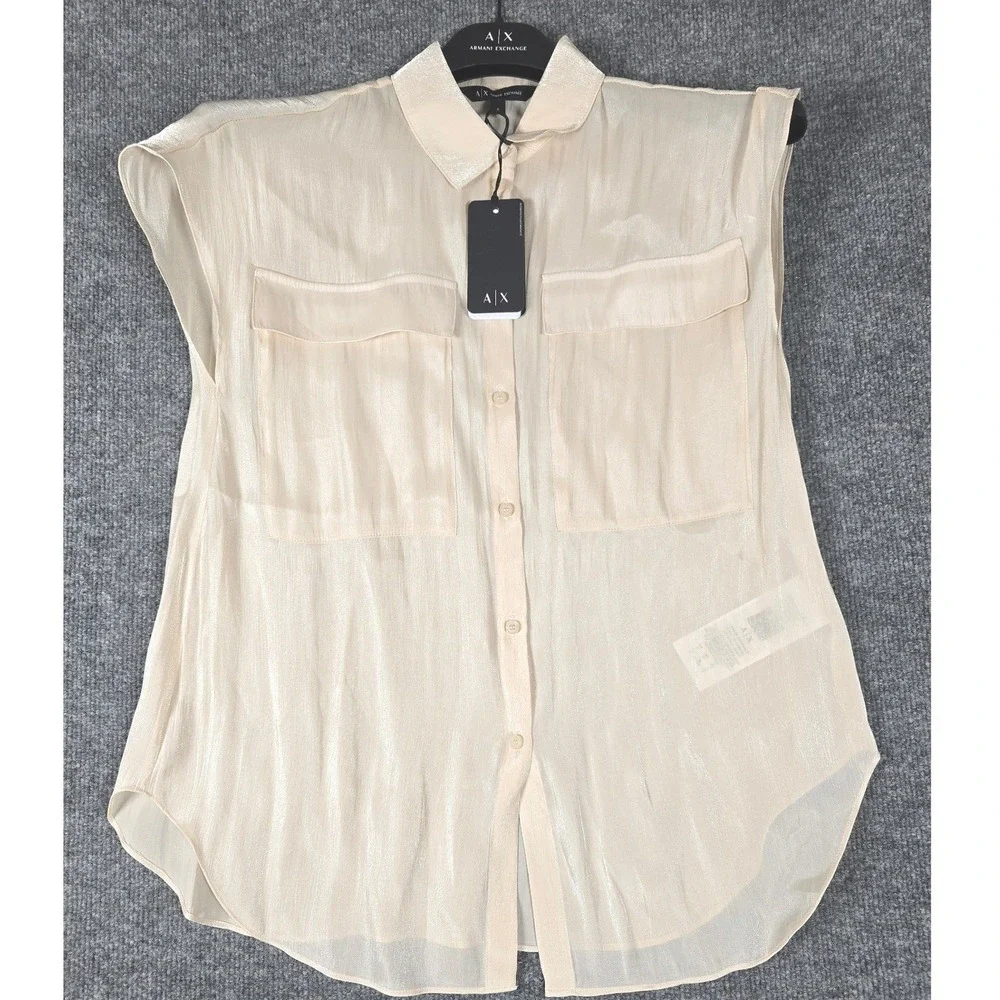 AX Armani Exchange‎ Women's Sheen Sleeveless Shirt Size Small NWT $130 msrp